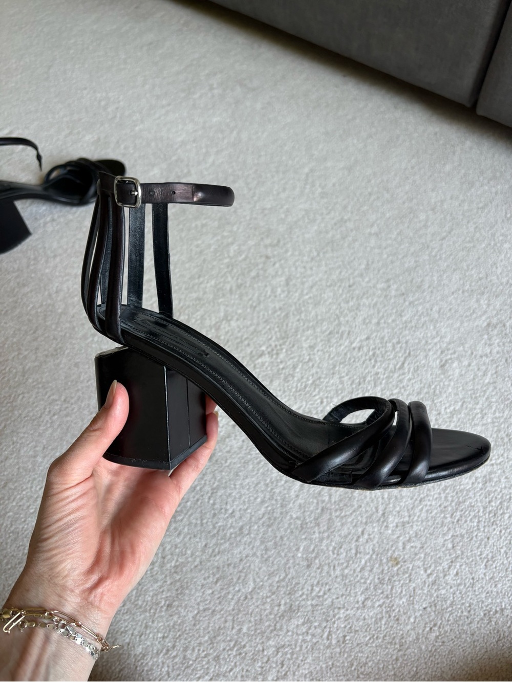 Alexander Wang Black Cage Strap Block Heel Sandals - Picture 4 of 8